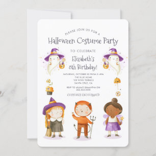 Halloween Costume Kids Birthday Party Invitation