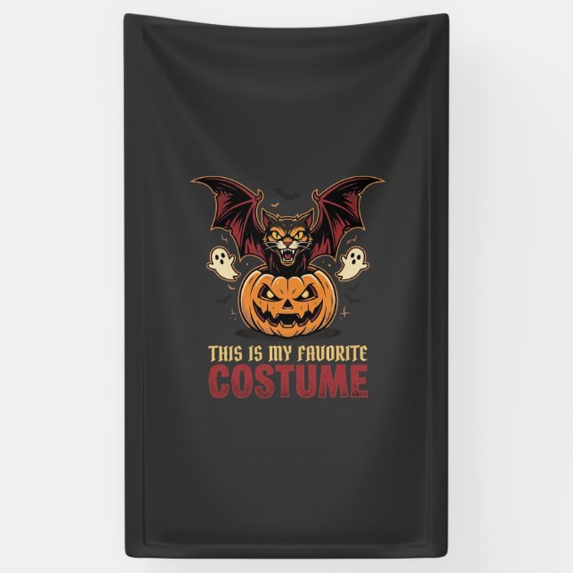 Halloween Costume Monster Pumpkin Gothic Vector De Banner (Vertical)