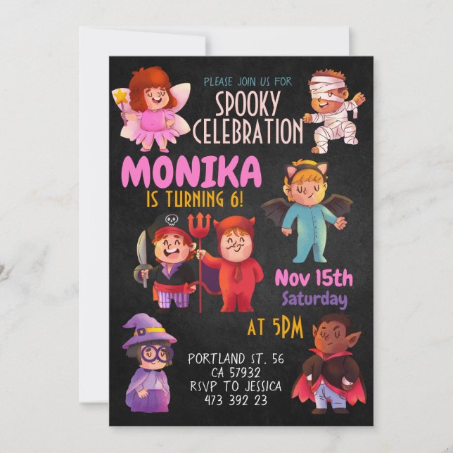 Halloween Costume party Birthday Invitation  (Front)