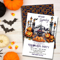 Halloween Costume Party Black Cat Witch Hat scary