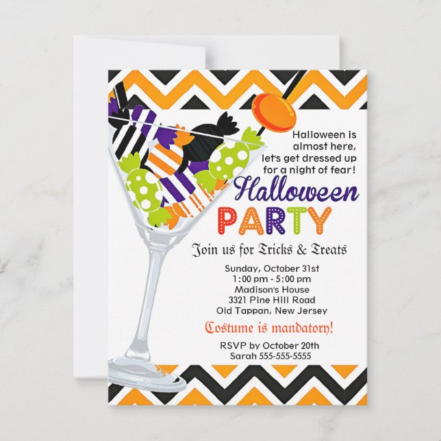 Halloween Costume Party Candies Cocktail Invitation (Front)