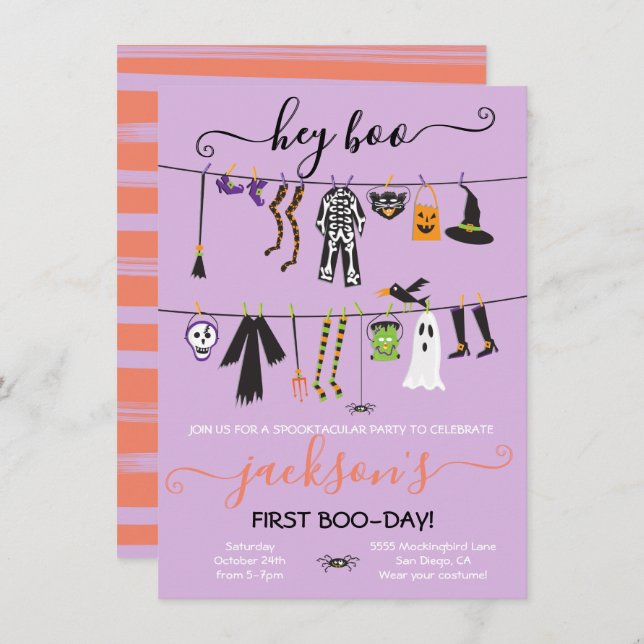 Halloween Costume Party Clothesline invitation (Front/Back)