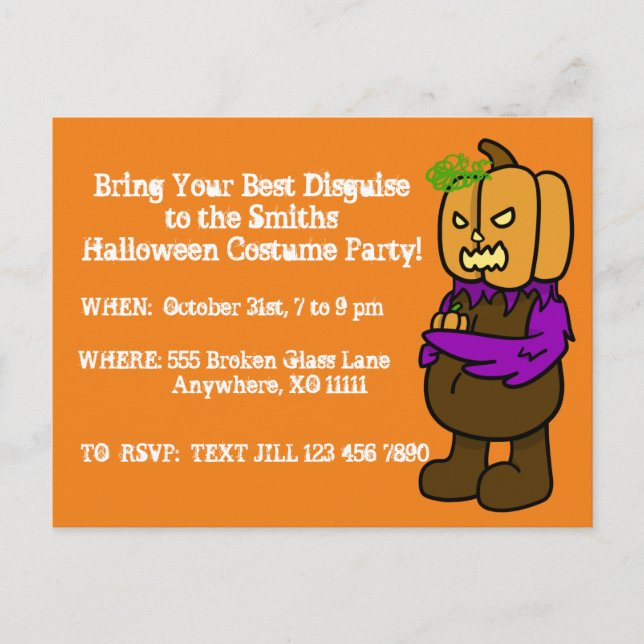 Halloween Costume Party Customisable Invitation Postcard (Front)