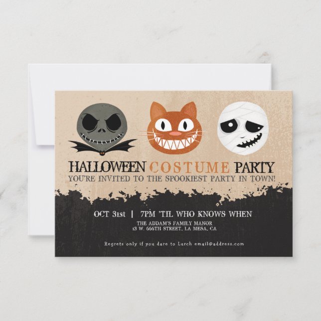 Halloween Costume Party Cute Masks Invitation (Front)