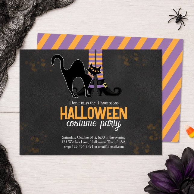 Halloween Costume Party Cute Witch  Invitation (Create a magical Halloween celebration with this cute customizable costume party invitation.)