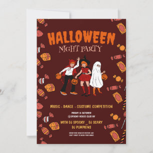 Halloween costume party, Halloween Night  Invitation