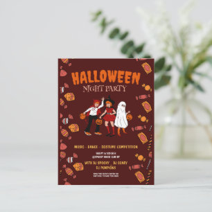 Halloween costume party, Halloween Night  Postcard