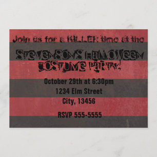 Halloween Costume Party Horror Freddy Invitation