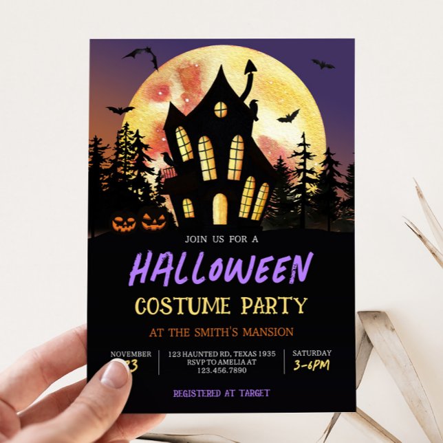 Halloween Costume Party Invitation (Haunted House Halloween Costume Party Invitation)