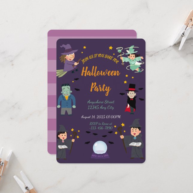 Halloween costume party Invitation (Front/Back In Situ)