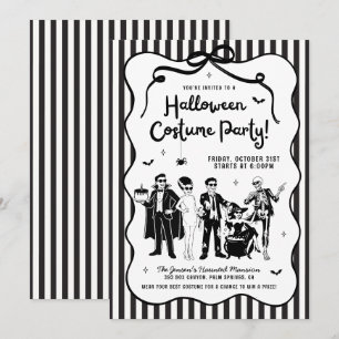 Halloween Costume Party Invitation, Hand Drawn Invitation
