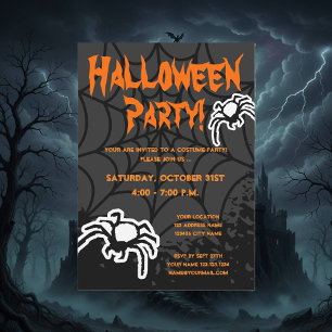 Halloween costume party invitations with spiderweb