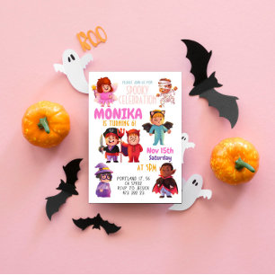 Halloween Costume party Kids Birthday Invitation 