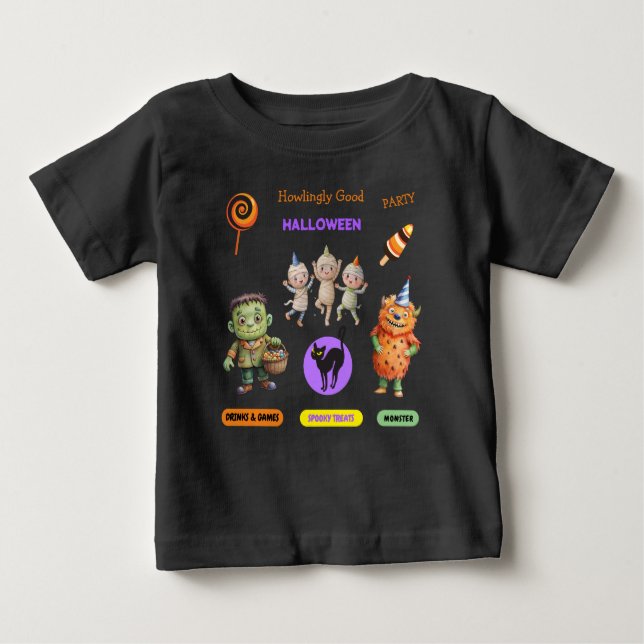 Halloween Costume Party Monsters spooky fun Dance Baby T-Shirt (Front)