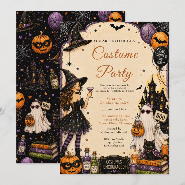 Halloween Costume Party Night Invitation (Front/Back)