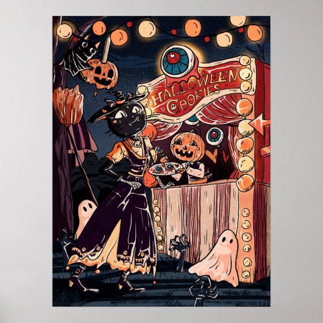 Halloween Costume Party on a Wonderful Night Scene Poster (Front)