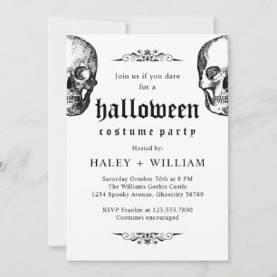 Halloween Costume Party Spooky Gothic Skull Themed Invitation