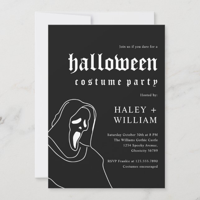 Halloween Costume Party Spooky Grim Reaper Themed Invitation (Front)