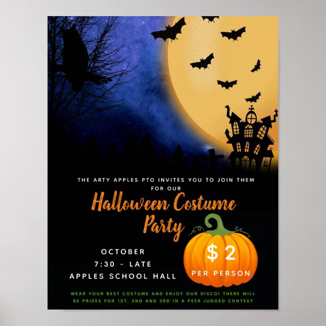 Halloween costume party theme event trunk or treat poster (Front)