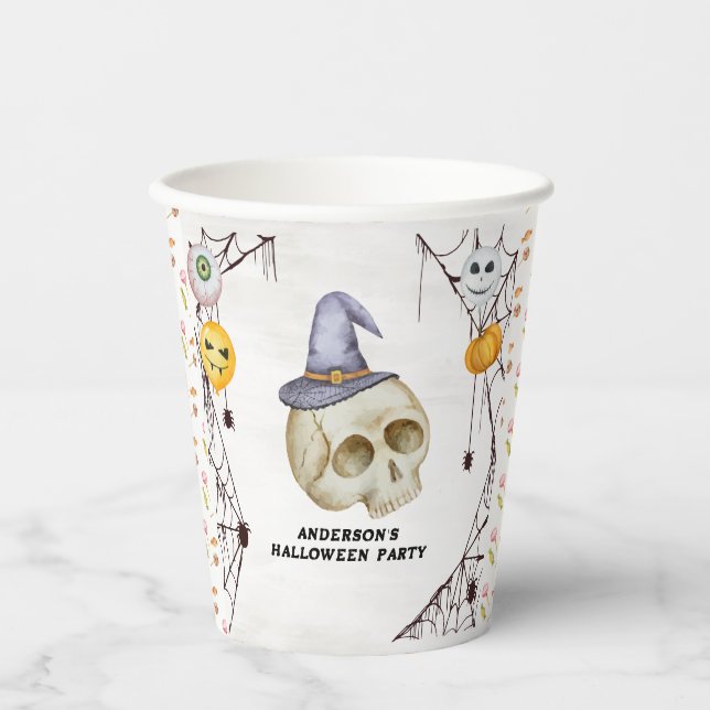 Halloween Costume Party Watercolor Paper Cups (Front)