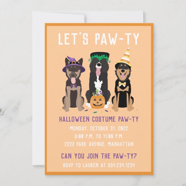 Halloween Costume Pawty Dogs Invitation (Front)
