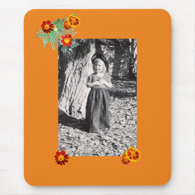 Halloween Costume Photo Marigolds Orange Mousepad (Front)