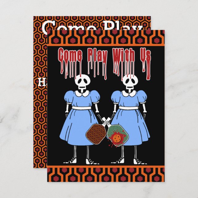 Halloween Costume Pickleball Party Horror Twins Invitation (Front/Back)