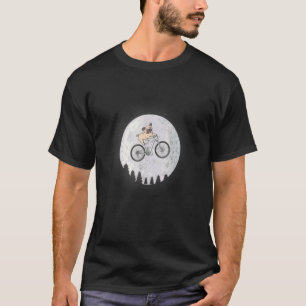 Halloween Costume Pug Riding Moon Bike T-Shirt