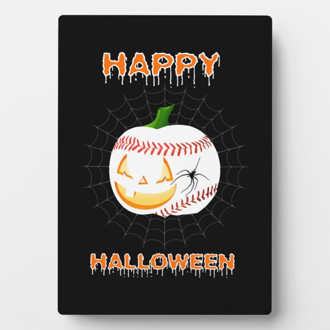 Halloween Costume Pumpkin Baseball Gift Plaque (Front)