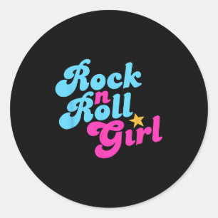 Halloween Costume Rock N Roll Girl Rock And Roll W Classic Round Sticker