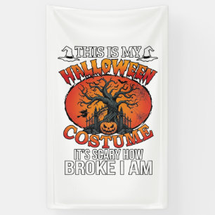 Halloween Costume Scary Broke Pumpkin Spooky Tree Banner