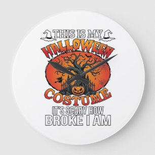 Halloween Costume Scary Broke Pumpkin Spooky Tree Large Clock
