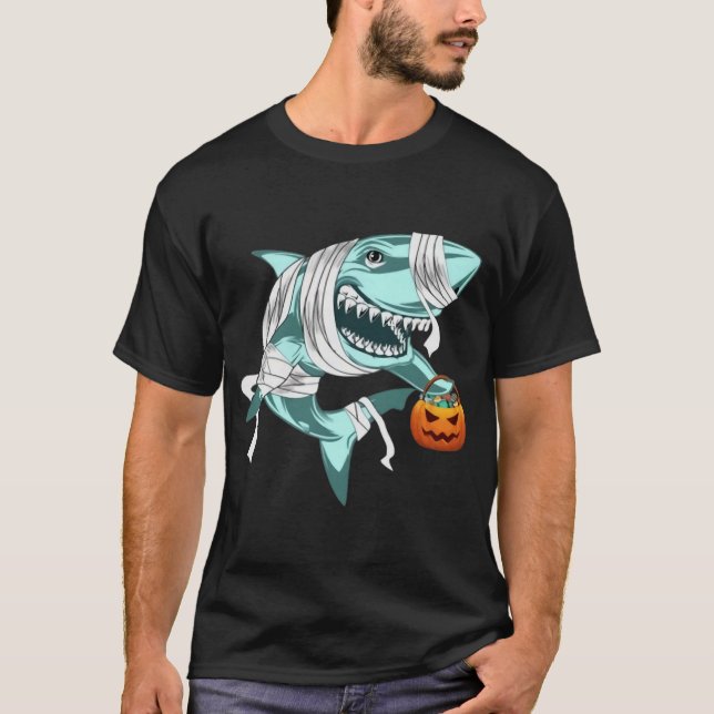 Halloween Costume Shark Pumpkin Spooky Nightmare  T-Shirt (Front)