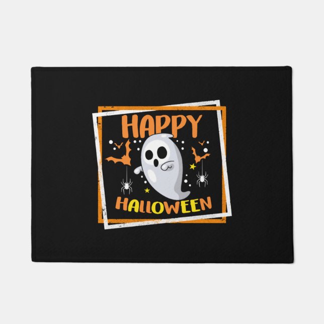 Halloween Costume Shirt, Happy Halloween Ghost   Doormat (Front)