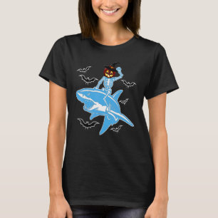 Halloween Costume  Skeleton Riding Shark Bats Cute T-Shirt