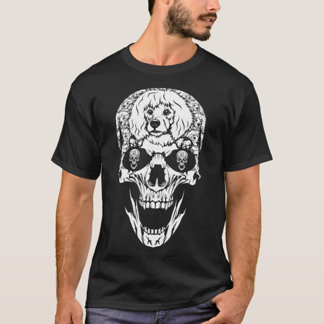Halloween Costume Skull Poodle Dog T-Shirt (Front)