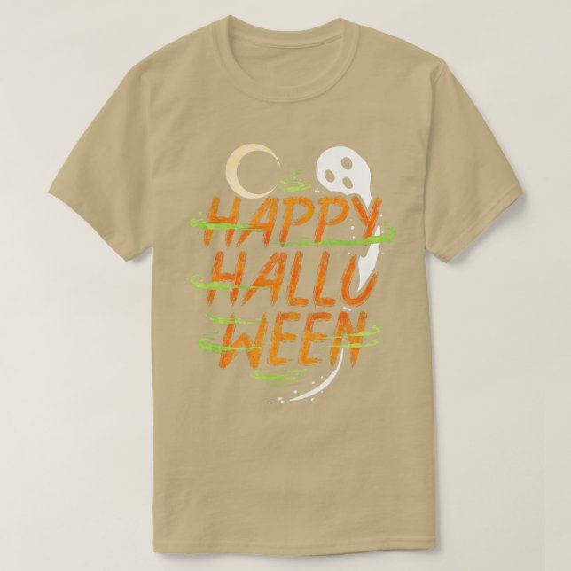 Halloween Costume Spirit Ghost Moon Wishes Happy H T-Shirt (Design Front)