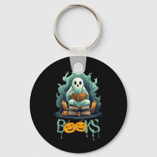 Halloween Costume Spooky Books Funny Ghost Lover H Key Ring