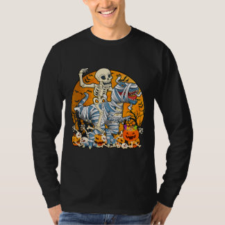 Halloween Costume Spooky Dinosaur Funny Skeleton T-Shirt