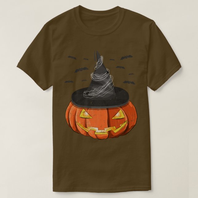 Halloween Costume Spooky Jack O Lantern Witch Hat  T-Shirt (Design Front)