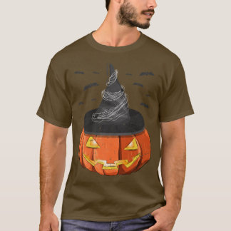 Halloween Costume Spooky Jack O Lantern Witch Hat  T-Shirt
