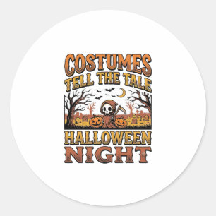 Halloween Costume Story Vintage Graveyard Typograp Classic Round Sticker