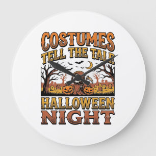 Halloween Costume Story Vintage Graveyard Typograp Large Clock