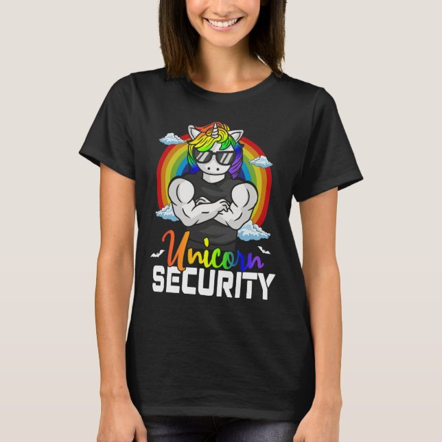 Halloween Costume Unicorn Security Matching Family T-Shirt (Front)
