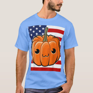 Halloween Costume Usa Flag Kawaii Pumpkin Face 345 T-Shirt
