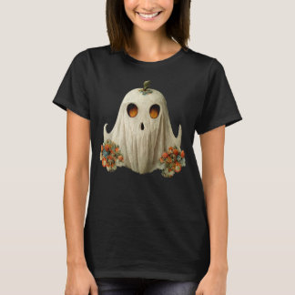 Halloween Costume Vintage Floral Ghost Pumpkin Fun T-Shirt