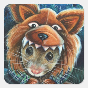 Halloween Costume Werewolf Mouse Watercolor Art Square Sticker