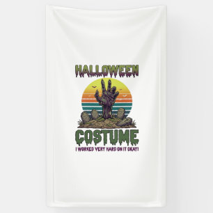 Halloween Costume Zombie Hand Graveyard Tombstones Banner