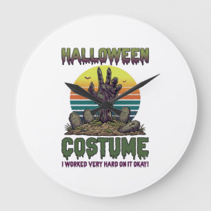 Halloween Costume Zombie Hand Graveyard Tombstones Large Clock