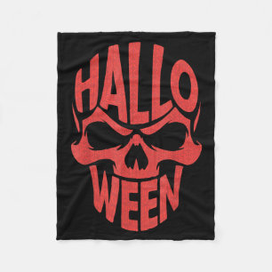 Halloween Costumes Skull Typography Graphic Creepy Fleece Blanket